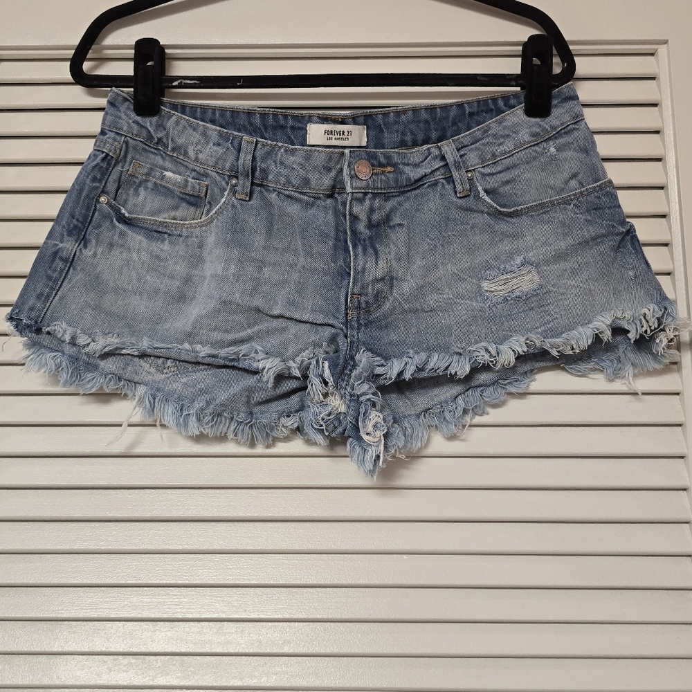 Forever 21 - 100% Cotton Distressed Demin Shorts With Pockets